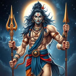 A mesmerizing and powerful figure that is a combination of Mahadev and Hanuman, displayed in a strikingly attractive and muscular form