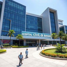 A large, modern hospital building showcasing contemporary architecture, with sleek glass facades and well-maintained landscaping