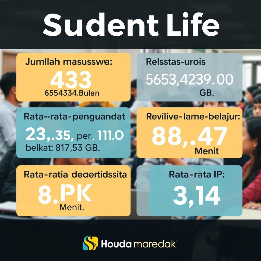 A visually engaging poster illustrating key statistics regarding student life