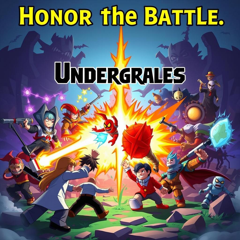 A vibrant and dynamic game cover for a fantasy battle game titled 'Undergralle'