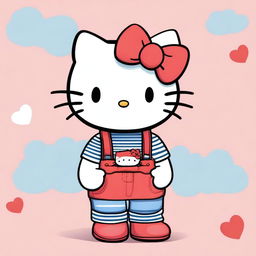 A high-quality digital art image showcases a unique interpretation of Hello Kitty in the style of Heartstopper