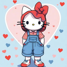 A high-quality digital art image showcases a unique interpretation of Hello Kitty in the style of Heartstopper