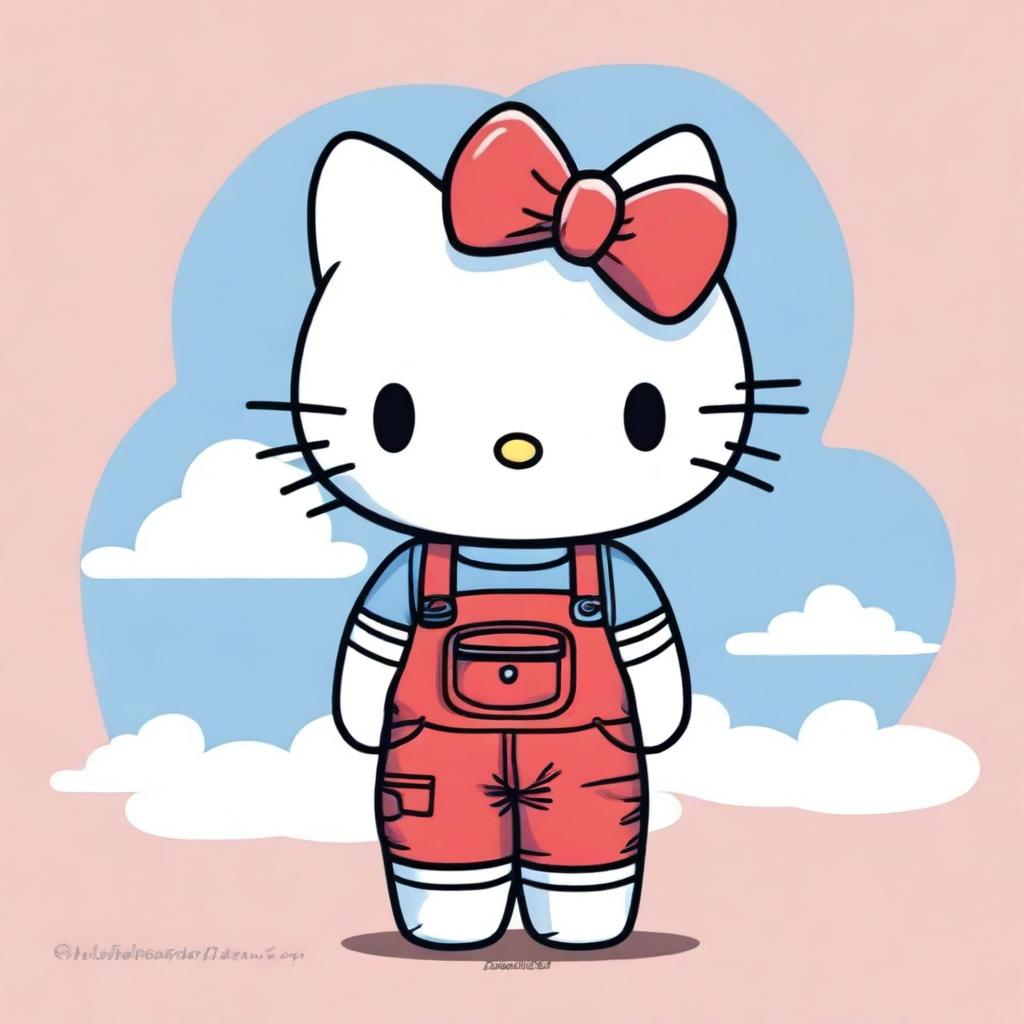 A high-quality digital art image showcases a unique interpretation of Hello Kitty in the style of Heartstopper