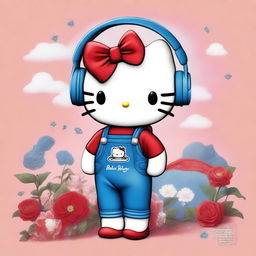 This is a high-quality digital art image of Hello Kitty reimagined in the style of Lana Del Rey's album covers