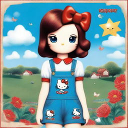 This is a high-quality digital art image of Hello Kitty reimagined in the style of Lana Del Rey's album covers