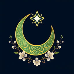 An artistic depiction of the Islamic symbol, which features a crescent moon and a star
