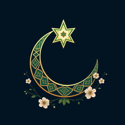 An artistic depiction of the Islamic symbol, which features a crescent moon and a star