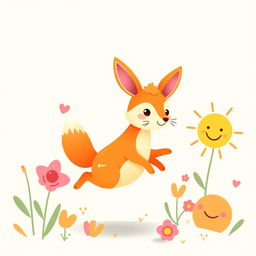 A playful illustration of a whimsical animal, designed in the style of Adobe graphics, featuring vibrant colors and unique shapes