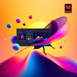 An artistic design showcasing Adobe Firefly's vibrant and dynamic capabilities, featuring vivid color harmonies and a creative blend of visual elements