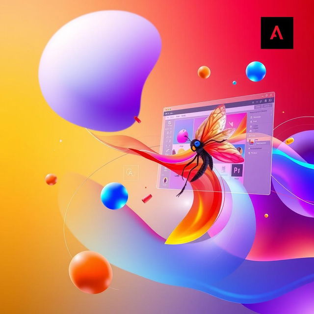 An artistic design showcasing Adobe Firefly's vibrant and dynamic capabilities, featuring vivid color harmonies and a creative blend of visual elements