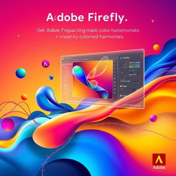 An artistic design showcasing Adobe Firefly's vibrant and dynamic capabilities, featuring vivid color harmonies and a creative blend of visual elements