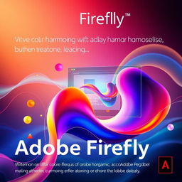 An artistic design showcasing Adobe Firefly's vibrant and dynamic capabilities, featuring vivid color harmonies and a creative blend of visual elements