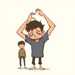 An illustration of a person holding their head in despair, with a look of frustration and sadness on their face