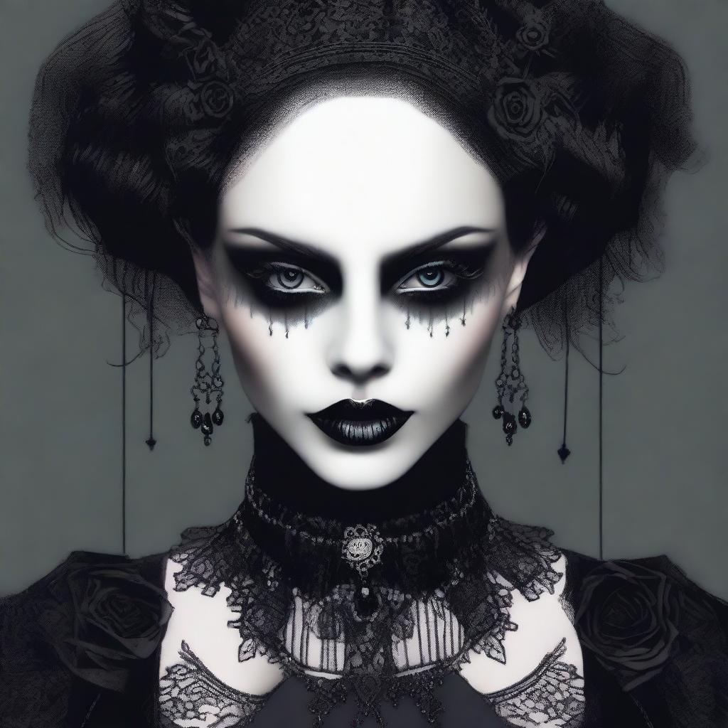 This is a high-quality digital art image of a goth girl