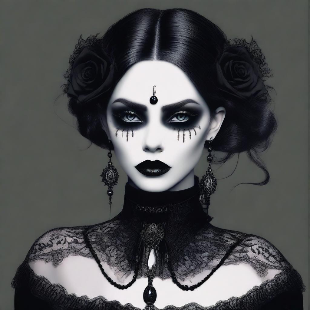 This is a high-quality digital art image of a goth girl