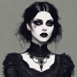 This is a high-quality digital art image of a goth girl