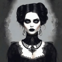 This is a high-quality digital art image of a goth girl