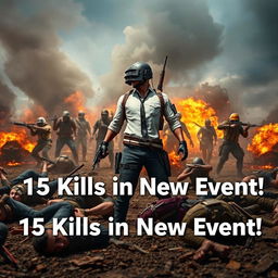 An intense and dynamic YouTube thumbnail background showcasing a victorious moment in PUBG