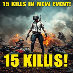 An intense and dynamic YouTube thumbnail background showcasing a victorious moment in PUBG