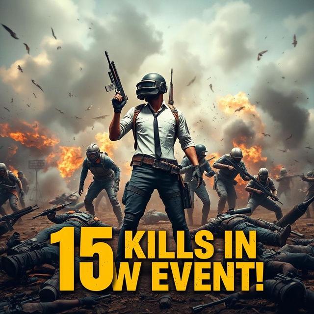 An intense and dynamic YouTube thumbnail background showcasing a victorious moment in PUBG