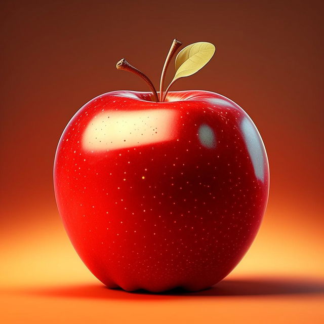 Generate a cartoon version of a ripe red apple.