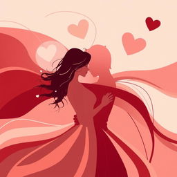 An abstract representation of passion and intimacy, featuring elegant shapes and soft colors to evoke feelings of connection and desire