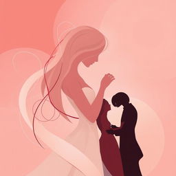 An abstract representation of passion and intimacy, featuring elegant shapes and soft colors to evoke feelings of connection and desire
