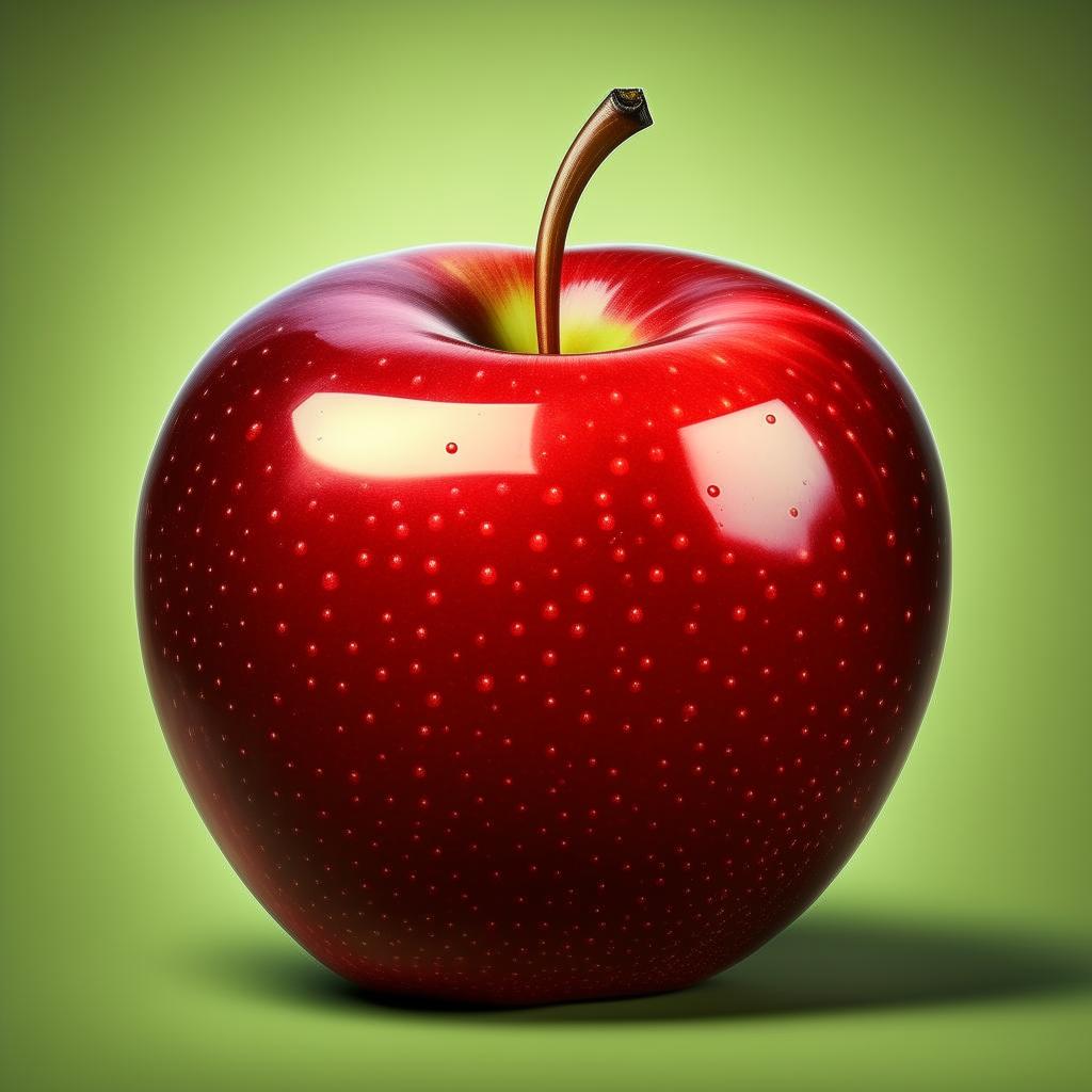 Generate a cartoon version of a ripe red apple.