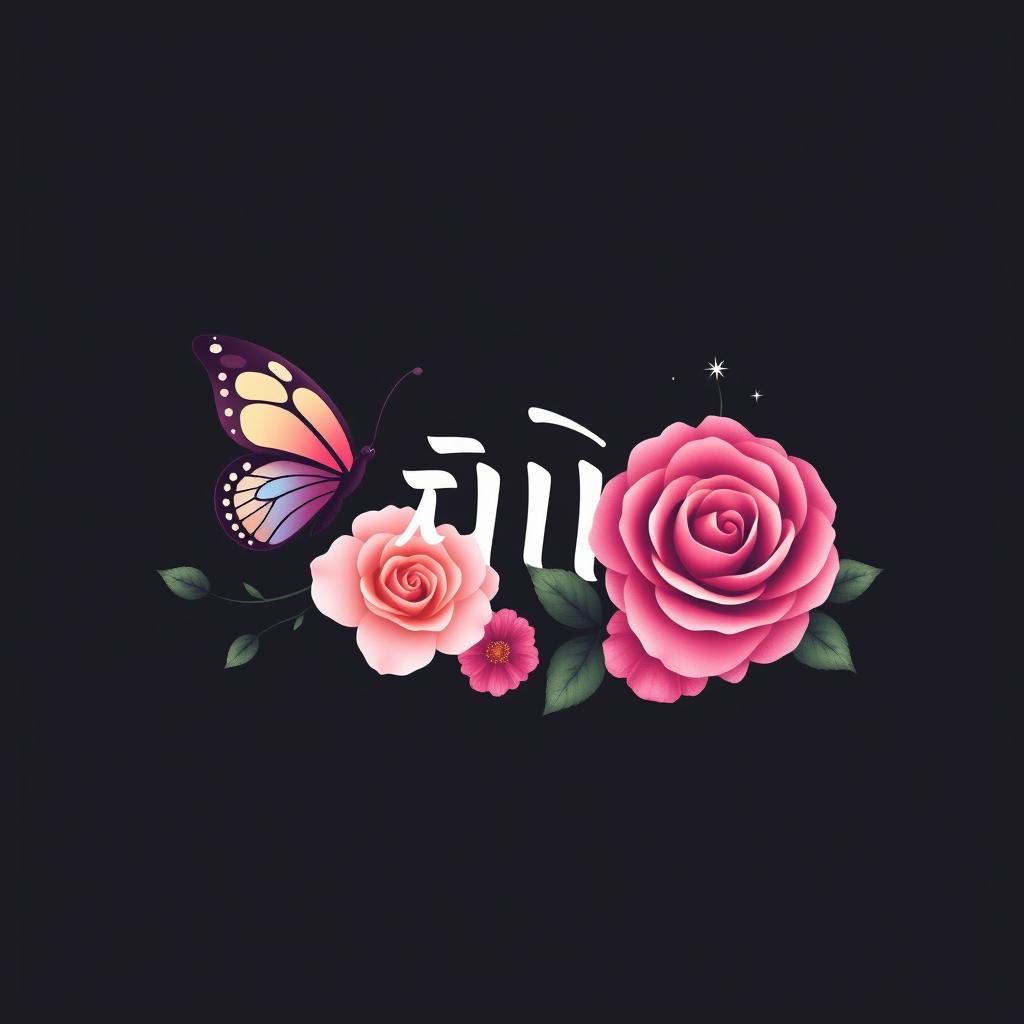 A logo design featuring the name 'شهد' elegantly styled with beautiful roses and a delicate butterfly