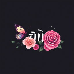 A logo design featuring the name 'شهد' elegantly styled with beautiful roses and a delicate butterfly