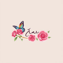 A logo design featuring the name 'شهد' elegantly styled with beautiful roses and a delicate butterfly