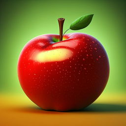 Generate a cartoon version of a ripe red apple.