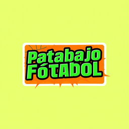 A vibrant and bold rectangular shape with the text "Patabajo Fútbol" prominently displayed in an eye-catching font