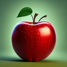 Generate a cartoon version of a ripe red apple.