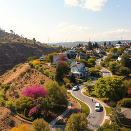 A vibrant and lush landscape depicting the same location as in the provided image, ten years later