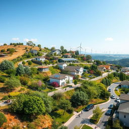A vibrant and lush landscape depicting the same location as in the provided image, ten years later