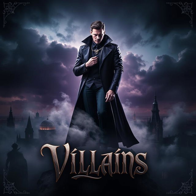 A striking and dramatic album cover for a villain-themed song collection