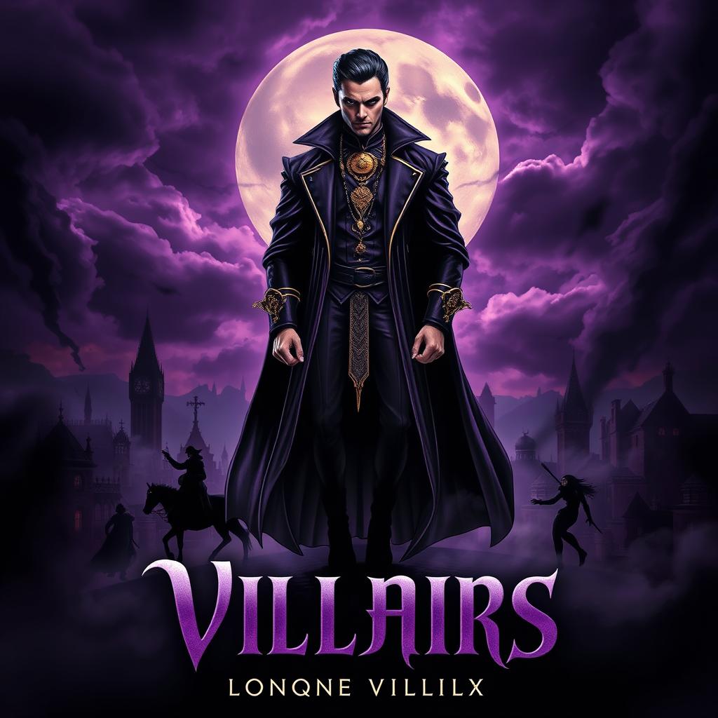 A striking and dramatic album cover for a villain-themed song collection