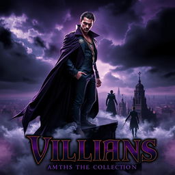 A striking and dramatic album cover for a villain-themed song collection