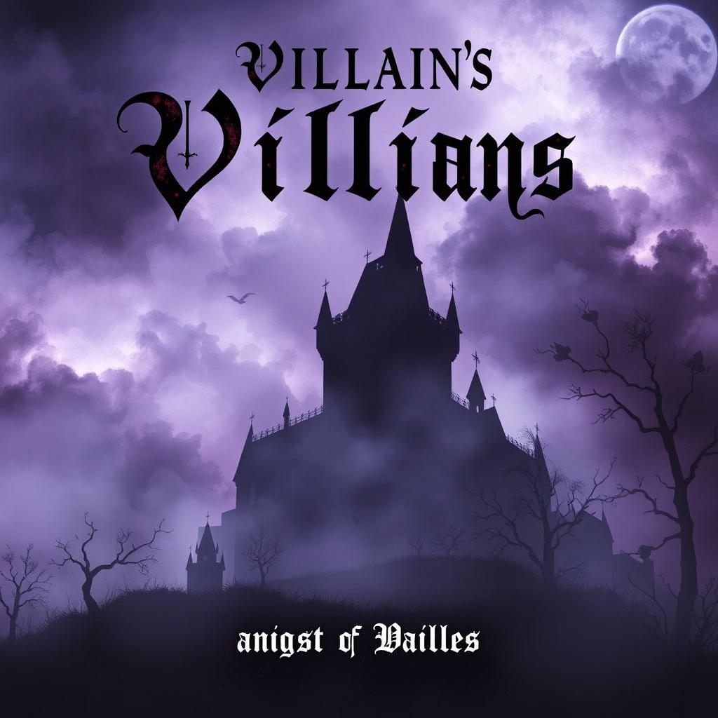 An album cover for a villain-themed music album, featuring dark and moody elements