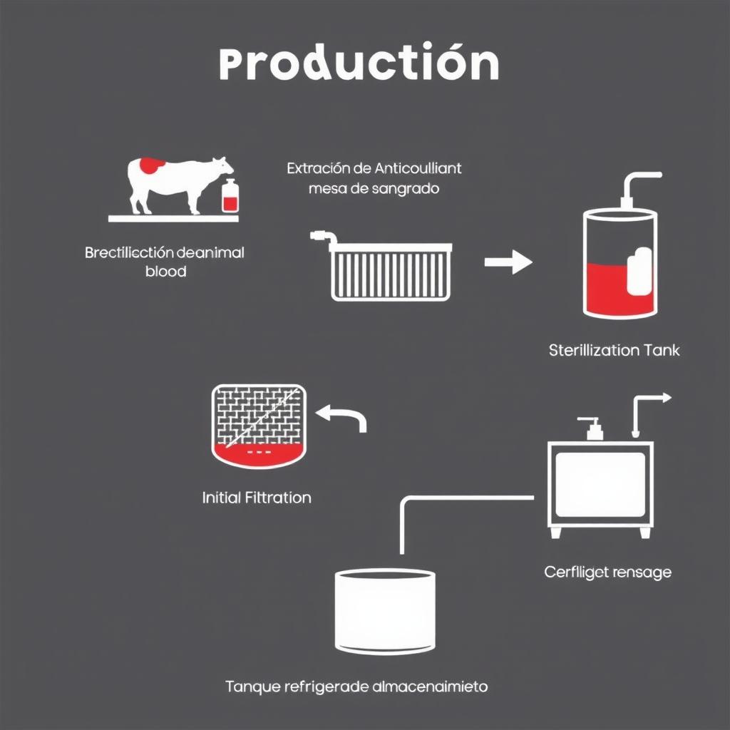 A production flow diagram illustrating key steps in blood extraction and processing