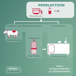 A production flow diagram illustrating key steps in blood extraction and processing