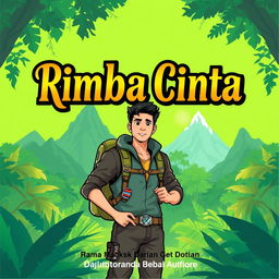 An adventurous and romantic themed illustration titled 'Rimba Cinta'