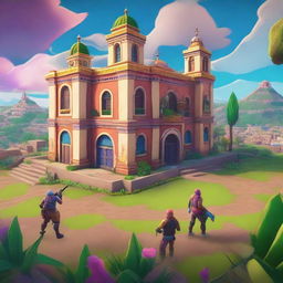 An intricate digital art piece showcasing a Fortnite-style interpretation of Mexico