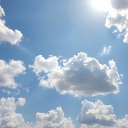 A beautiful clear sky filled with aesthetic fluffy clouds, showcasing various shades of white, soft blue, and hints of pastel colors