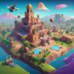 An intricate digital art piece showcasing a Fortnite-style interpretation of Mexico