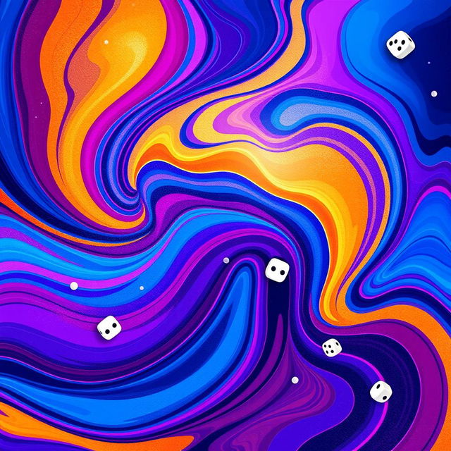 An abstract artistic album cover design featuring a swirling blend of vibrant colors like deep blues, radiant purples, and bright golds