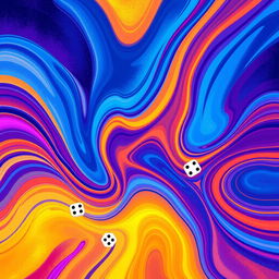 An abstract artistic album cover design featuring a swirling blend of vibrant colors like deep blues, radiant purples, and bright golds