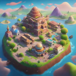 An intricate digital art piece showcasing a Fortnite-style interpretation of Mexico