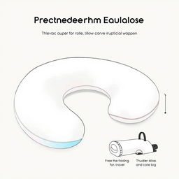 A sleek and modern design sketch of a pregnancy pillow that is both portable and lightweight